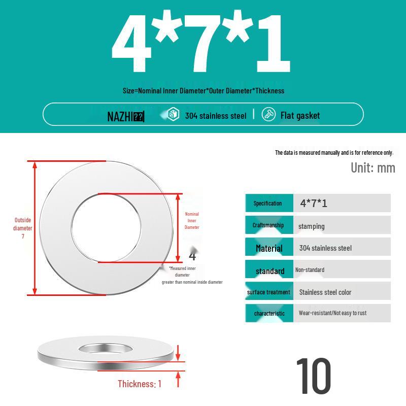 Thickened 304 Stainless Steel Flat Washer Spacer (M4-M8)