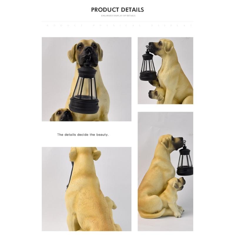 Dog Garden Statue with Hanging Light, Resin Outdoor Display Accent for Porch Lawn and Entryway Presentation Piece