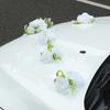 Realistic Faux Floral Arrangement Set For Bridal Vehicle Decoration In White Green Color Scheme