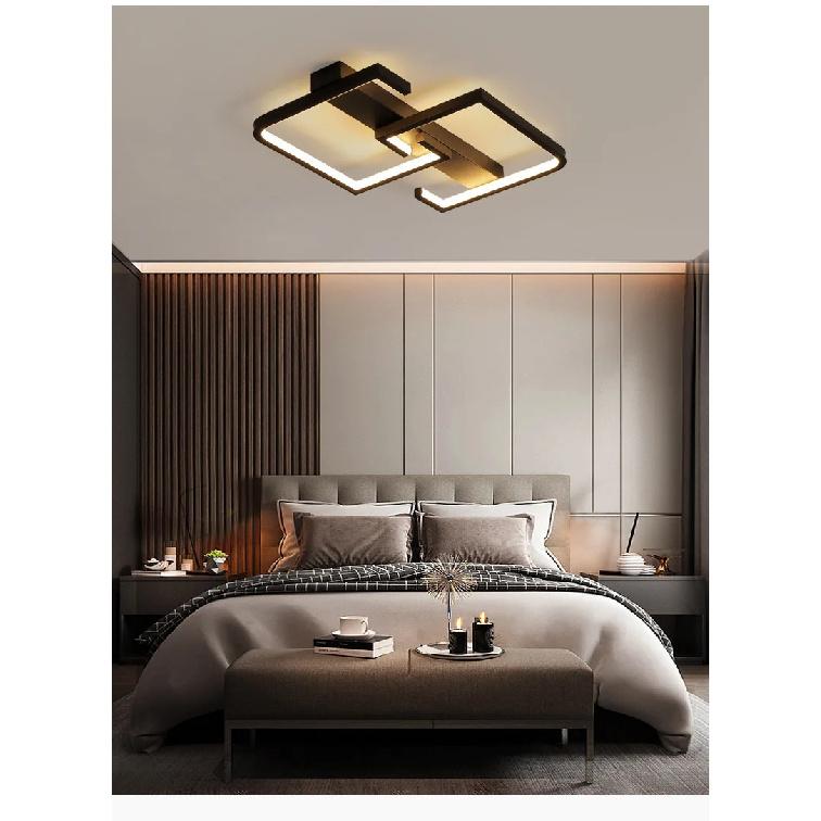 Luzes de Teto LED com Controle Remoto Nórdico Luz de Teto Moderna para Quarto 220v Sala de Estar Lâmpadas de Teto LED Pretas Dimerizáveis Iluminação