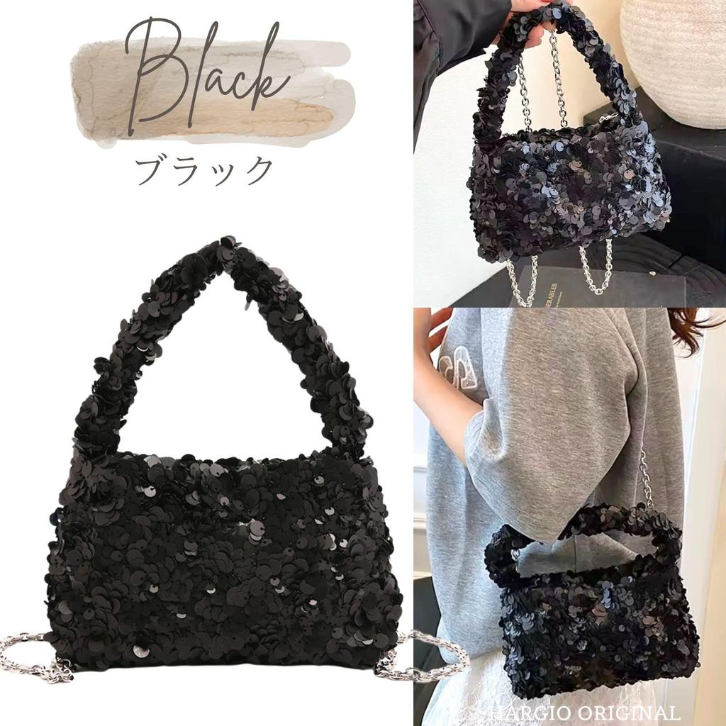 Harujio Sequin Bag, Party Bag for Women, Shoulder Bag, Handbag, 2-Way Mini Pochette, Small, Stylish, Cute, Sparkly, Perfect for Weddings, Parties,