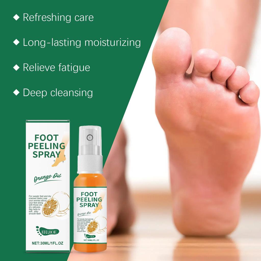 Foot Exfoliating Spray 30ml, Removes Dead Skin, Moisturizes, Softens Calluses, Smoothes Skin, Foot Care Spray
