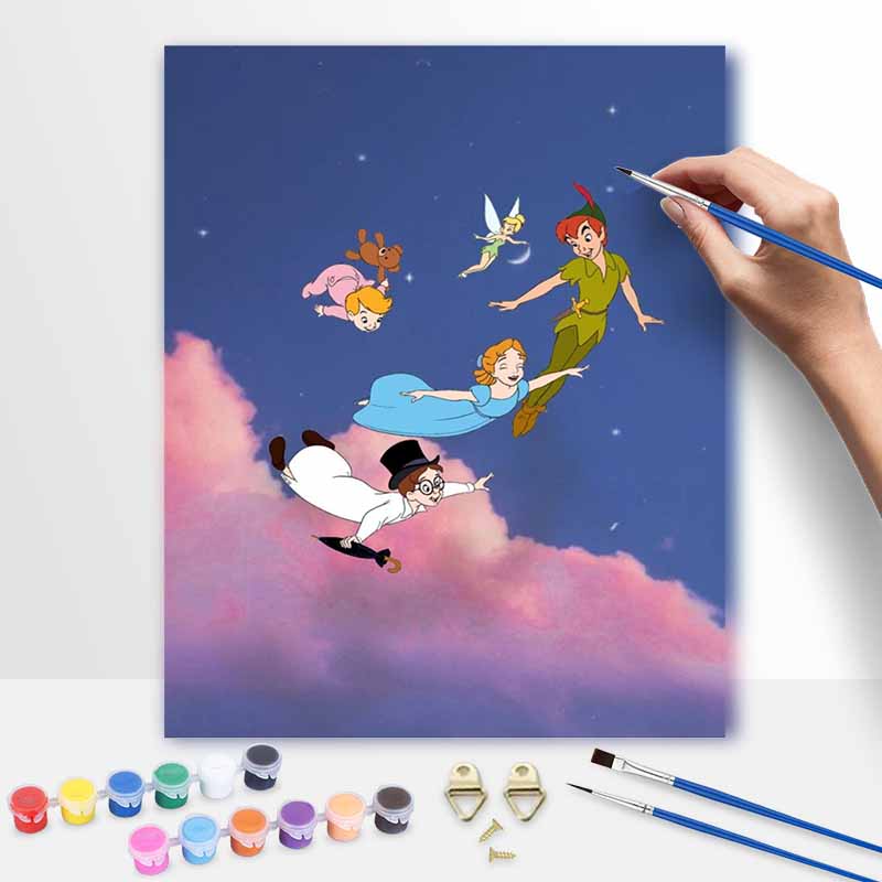Disney Peter Pan Tinker Bell Flying Paint by Numbers Painting Art Kit Home Decor Gift 20x30cm