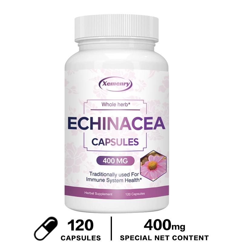 Echinacea-Kapseln, 400 mg natürliche Pflanzenextrakte, Immununterstützung, Nahrungsergänzungsmittel