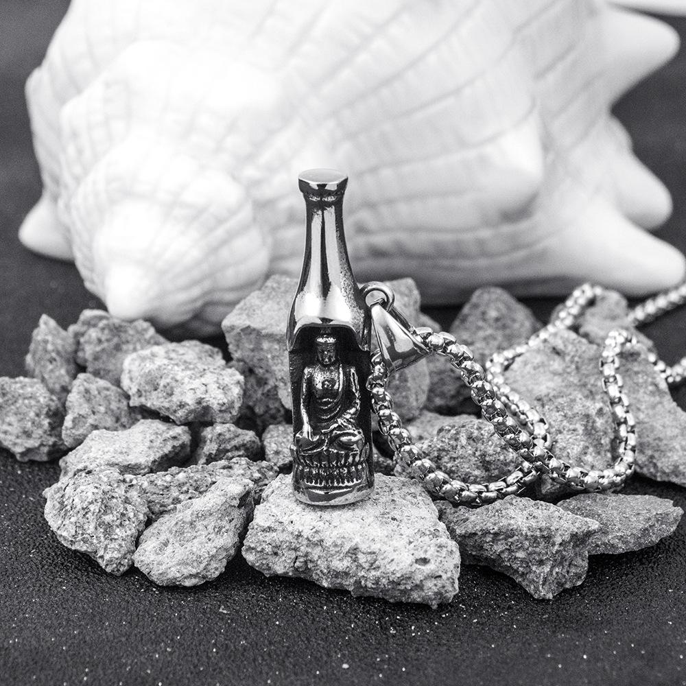 Fashionable New Beer Bottle Opener Pendant, Men's Trendy Bouncing, Versatile, Long Titanium Steel Necklace