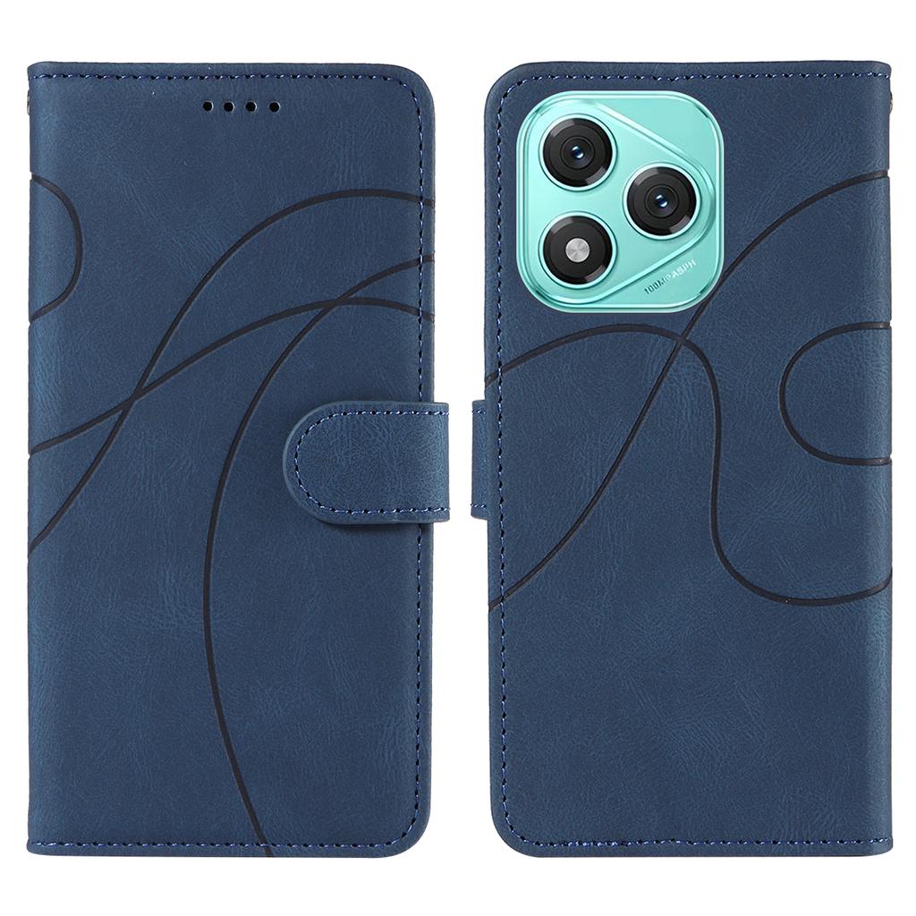 For Honor 400 Lite Wallet Case Leather Phone Cover Stand with Curved Line Design
