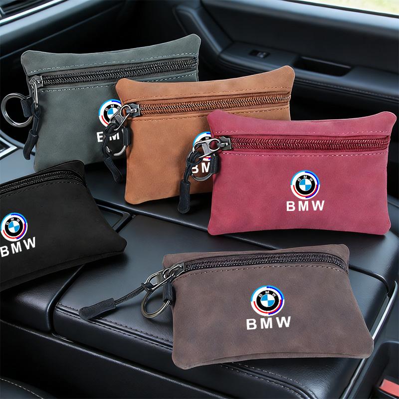 Portable Suede Car Key Bag Zipper Wallet Card Coins Storage Pouch for BMW E36 E39 E46 E53 E90 M3 M5 X1 X3 X5 X6 50th Anniversary FLVCM1