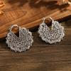Vintage Hollow Out Flower Hoop Earrings for Women Niche Design Ethnic Fashion Earring Party Jewelry Gifts