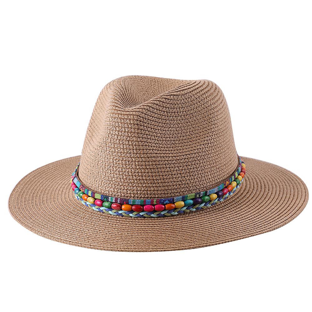 2022 Summer Hat for Women Men Wide Brim Panama Sun Straw Hats Travel Beach Jazz Fedora Hat