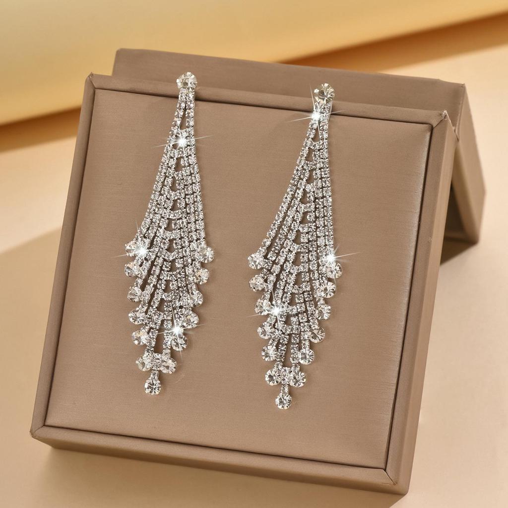 Exquisite Diamant-Rhombus Lange Ohrringe - Hochwertiger Funkelnder Schmuck für Frauen