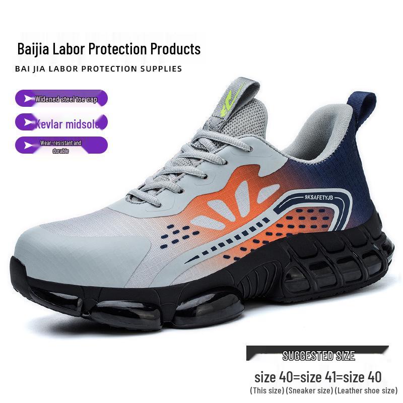Comfortable Steel Toe Flyknit Work Shoes: Breathable, Wear-Resistant Safety Footwear with Anti-Smash and Anti-Piercing Protection.