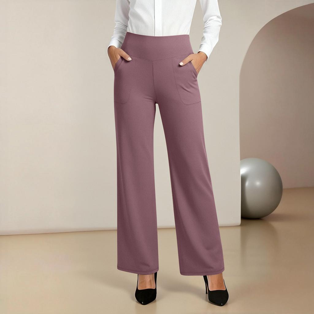 Women's Work Pants, Wide-Leg Yoga Pants, High-Waisted Sweatpants