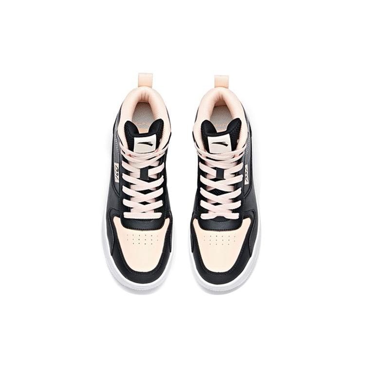 New Anta Life Collection Anti-Slip Wear-Resistant High-Top Skateboard Shoes Women's Black Pink 922038010-8