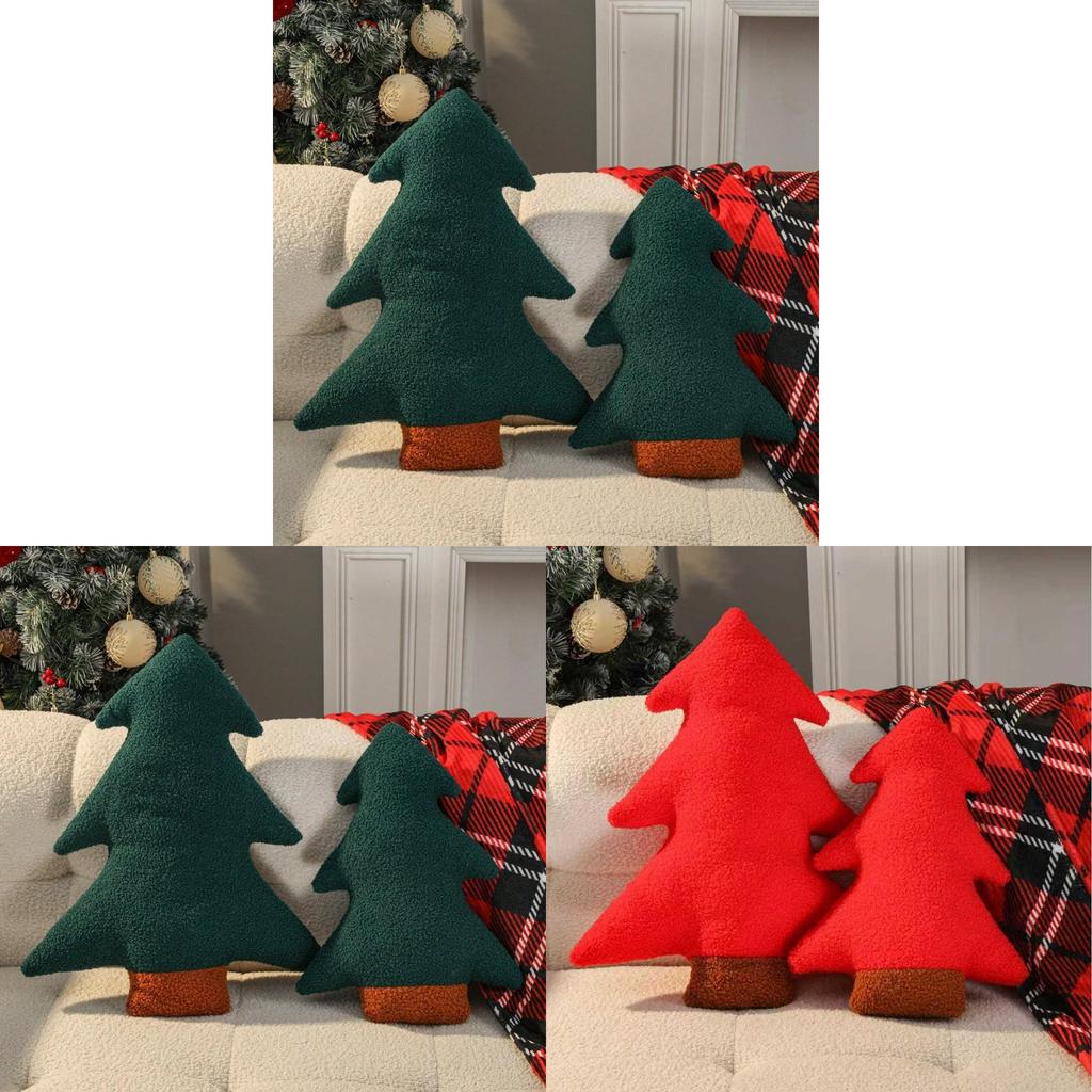 Christmas Tree Plush Pillow With Plant Flower Pattern For Home Decor And Sofa Cushion