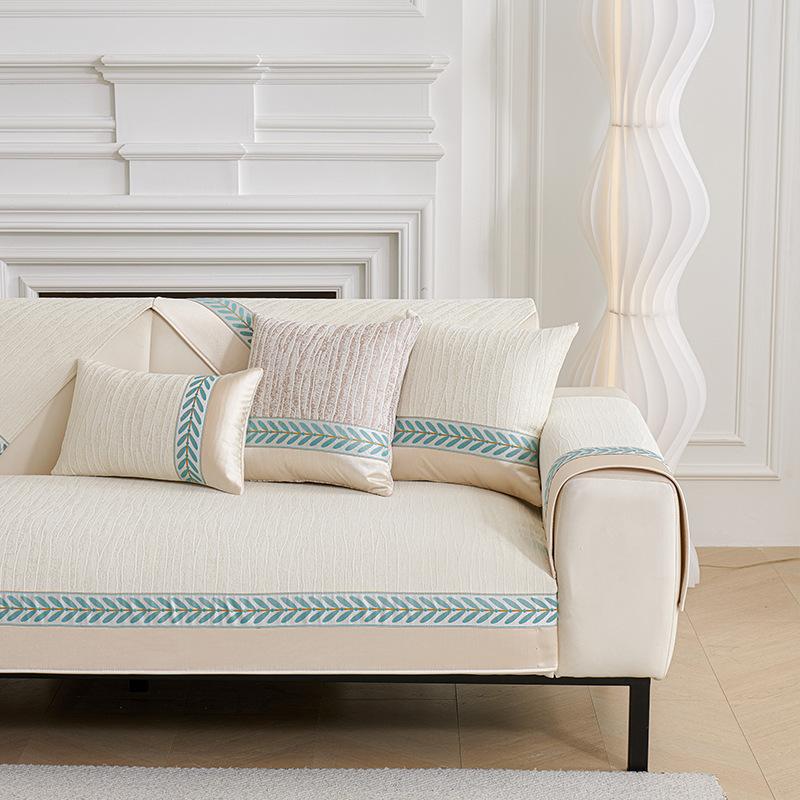 Cream Leaf Wheat Sofa Cushion Universal In All Seasons  New Chenille Seat Cushion Non-Slip Sofa Cover Cover Cloth