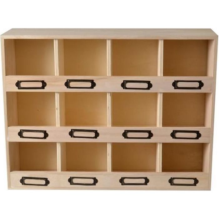 Storage Box - Artémio - 12 Boxes - Wood - Beige - Mixed