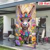 Easter Cartoon Calf Floral Door Banner - Spring Party Decoration