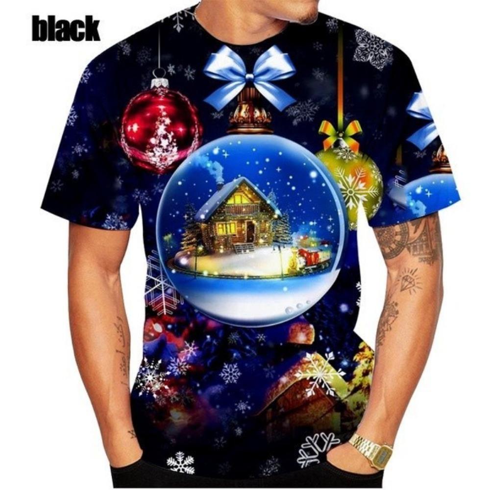 New summer 3D Christmas printed men's T-shirt, casual plus size T-shirt