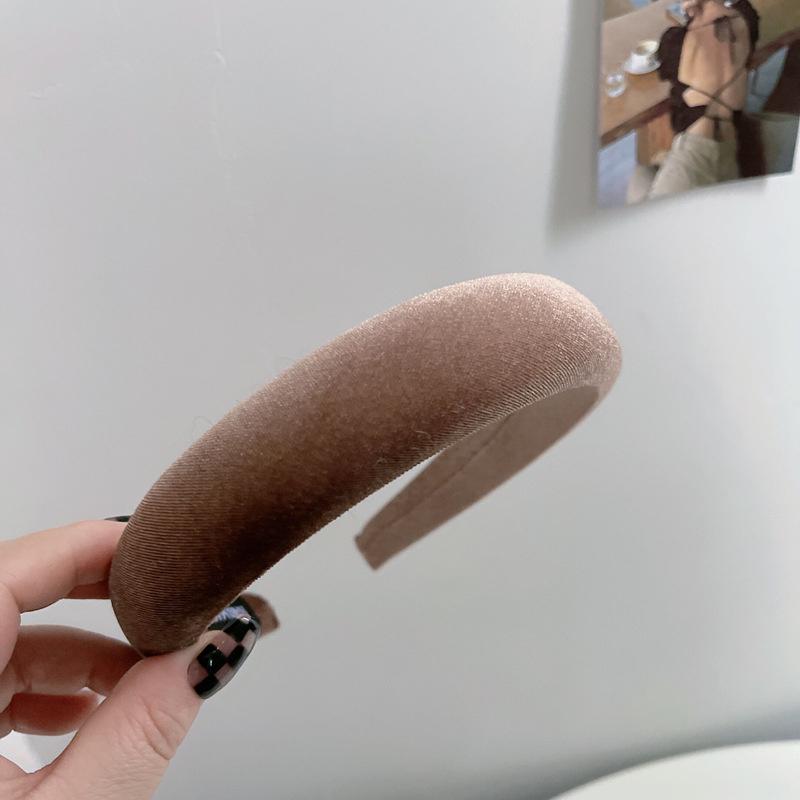 Chic Autumn Winter Soft Flannel Cloth Sponge Padded Headbands for Women Girls Daily Casual Shopping Headdress Simple Head Hoop