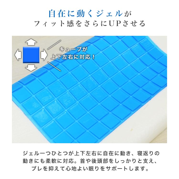WEIMALL Cooling Pillow with Washable Cover, 50cm Wide X 30cm Deep X 6-10cm High, Memory Foam Gel Pillow, Cooling Pillow, Memory Foam Gel Pillow,