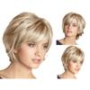 Women's Short Straight Fluffy Wig with Side Bangs Blonde and White Front Lace Heat Resistant Synthetic Fiber Wigs