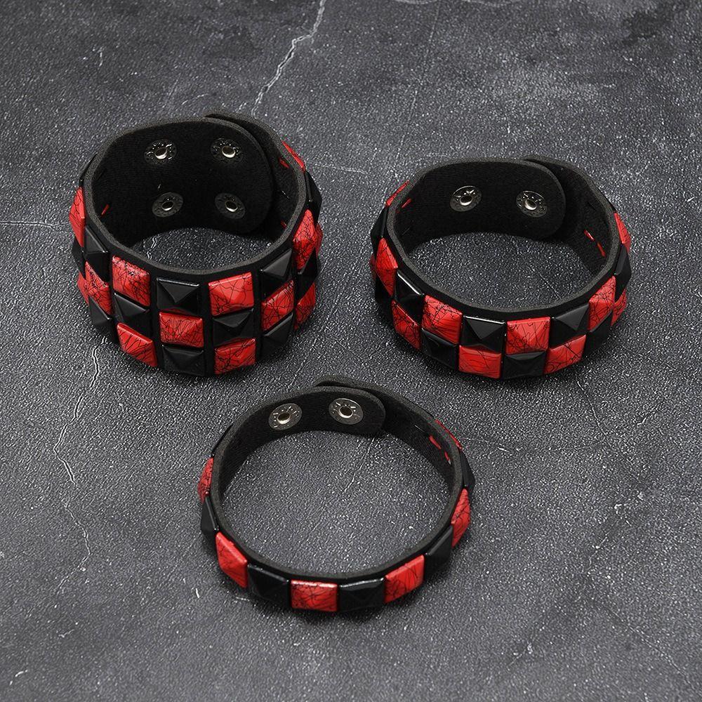 Vintage Big Wide Bracelet Contrasting Gothic Punk Bracelet Rivets Leather Wristband Male Female