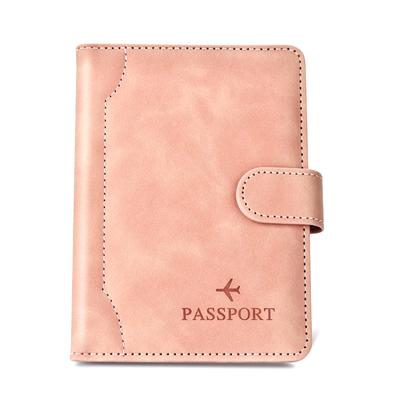 Suport de card maro deschis pentru călătorie Suport pașaport Husă portofel Femei Bărbați Familie Blocare RFID Protector pentru cartea pașaportului