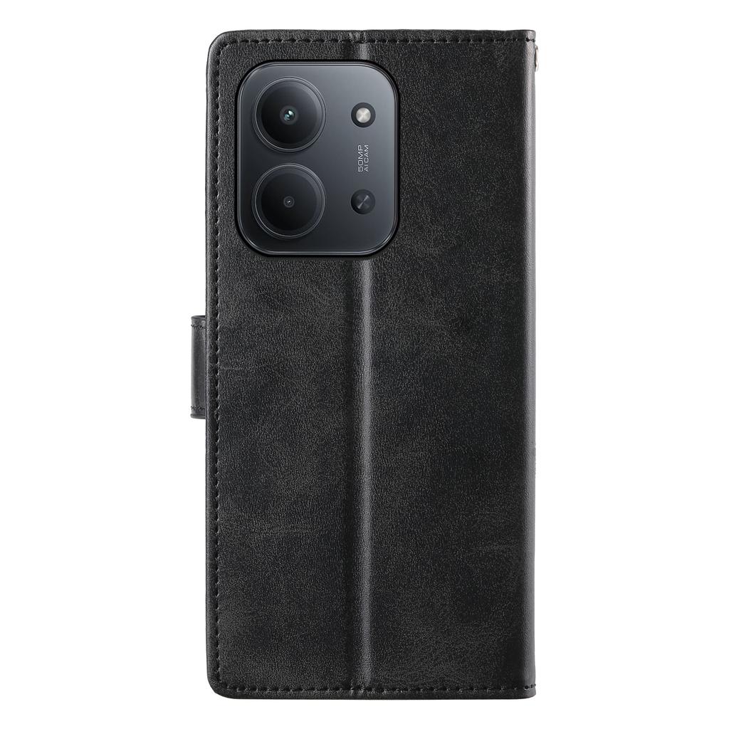 Dla Xiaomi Redmi 15C 4G (Światowy) (171mm)/Poco C85 4G (171mm) Etui Stand Portfel Skóra PU z Teksturą Cielęcą Pokrowiec Flip do Telefonu z Paskiem na Nadgarstek