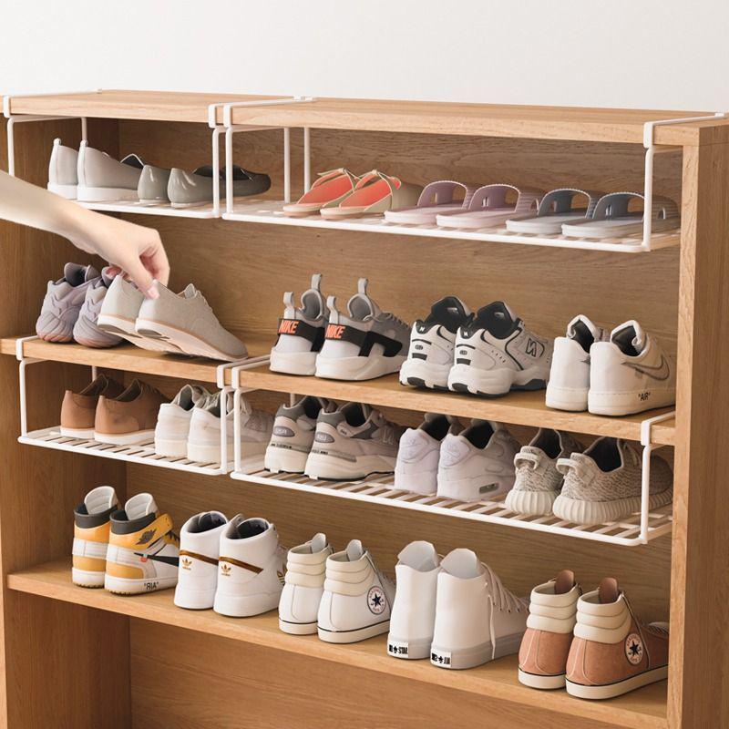 Foldable Hook-Type Shoe Rack and Storage Cabinet with Under-Hanging Partition