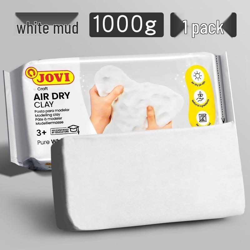 Air-Dry Stone Plasticine Clay 250g - White No-Bake Pottery Clay with Varnish and Tools