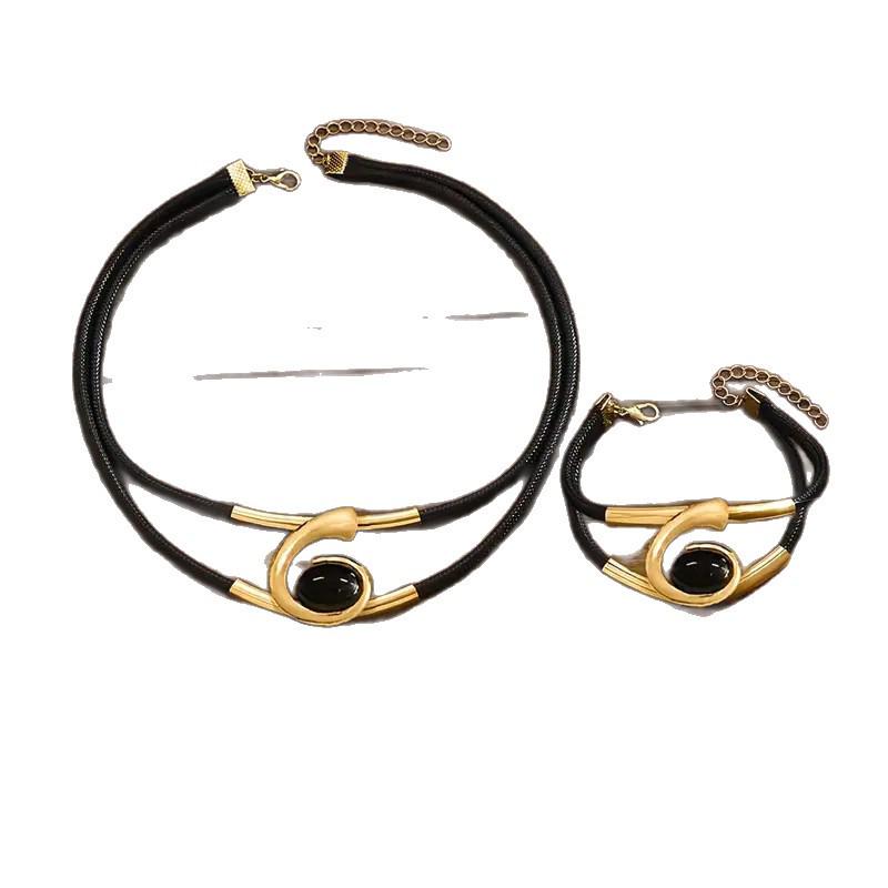 Böhmisches Spiral-Acryl-Edelstein-Schmuckset: Halskette & Armband Kombi
