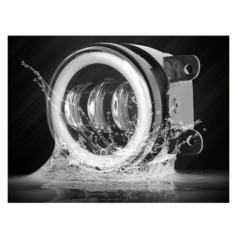 3.5/4inch Led Car Fog Lamp Assembly White Yellow Ring For Offroad Vehicle Driving Lights 10-30V Car Angel Eyes Fog Lamp Replace