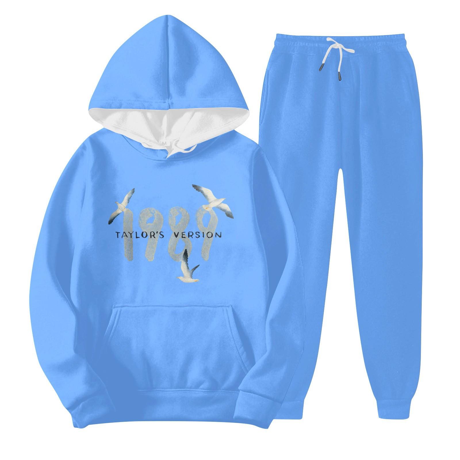 

Men s And Women s Printed Long Sleeve O-neck Hoodie + Pants Suit XXXL