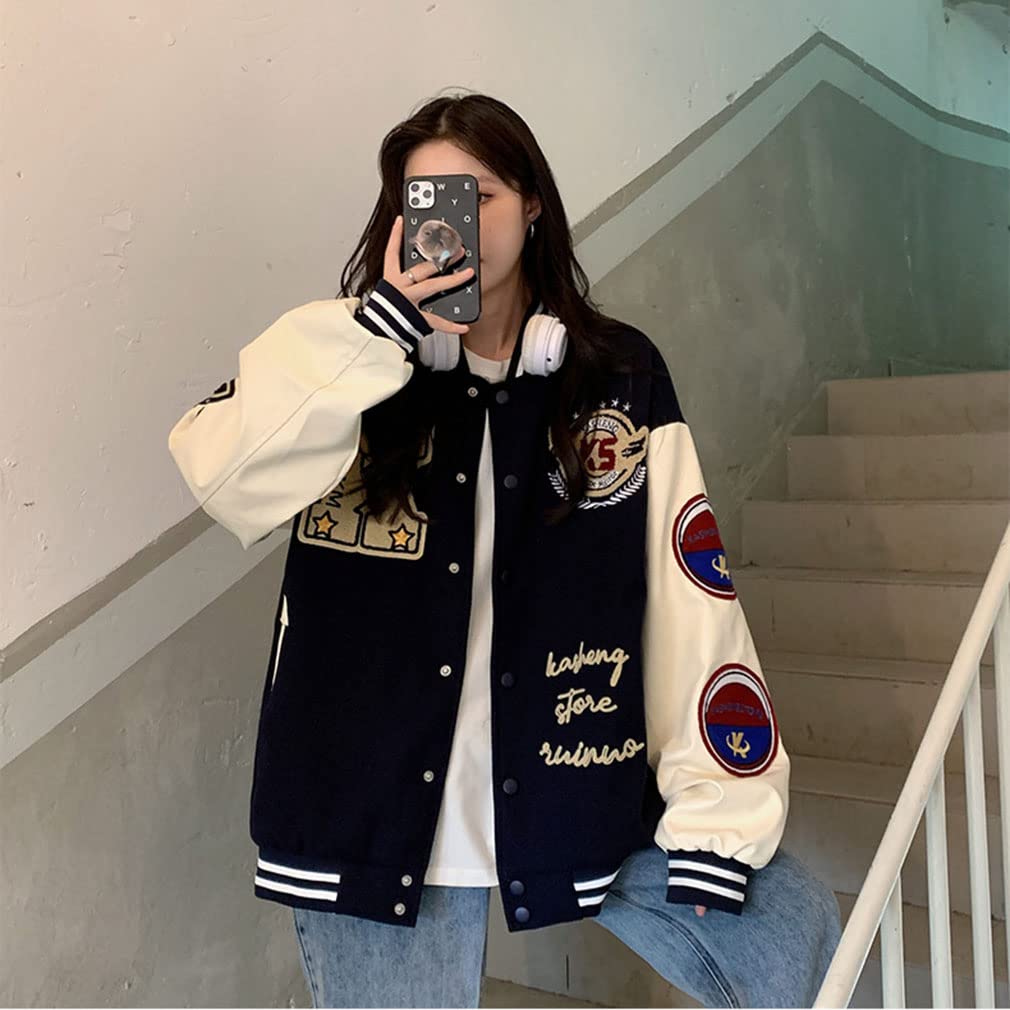 BARYPORY Stadium Street Stadium Hip Loose Long Unisex Jacket, Patchwork, Style, Stylish, Jumper, Outerwear, Oversized, Casual, Hop, Fit, Sleeve, (Size