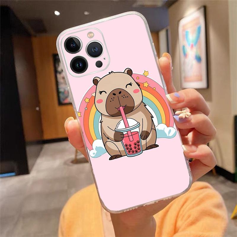 

Cartoon capybara Phone Case Carcasa Funda For iPhone 17 Pro Max Air 16 15 14 13 Pro Max 15 16 Pro 15Plus 16E Case iphone 15ProMax