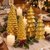 Stylish Entryway Holiday Decor Golden Christmas Tree Ornament for Tabletop Decor Modern Resin Xmas Festive Home Accents Figurine Table Centerpiece