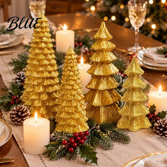Stylish Entryway Holiday Decor Golden Christmas Tree Ornament for Tabletop Decor Modern Resin Xmas Festive Home Accents Figurine Table Centerpiece