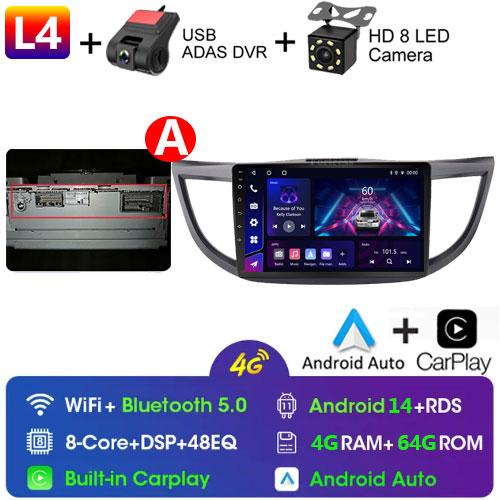 Android 14 For Honda CR-V CRV 2012 - 2015 GPS Carplay Auto Car Radio Multimedia Video Player Stereo WIFI 4G BT RDS 7862S