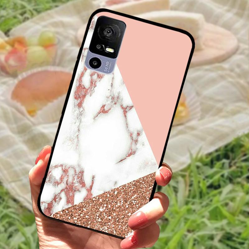 For TCL 40R Case TPU Soft Silicone Marble Phone Cover Case for TCL 405 406 408 403 TCL40R Shockproof Funda Love T771K Bumper