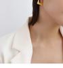 French Style Geometric Square Titanium Steel Earrings, Personalized 18K Gold Ins Accessories