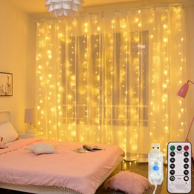 LED Vorhanglichter USB Warm Lichterkette Festivalbeleuchtung Regenbogen Fensterlampe Zuhause Schlafzimmer Hochzeit Weihnachtsdekoration