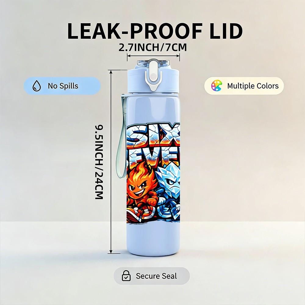 1PC Six Seven Retro Game Character Print 750ml Color Plastic Sports Water Bottle Leakproof Flip Straw Lid Suitable for Sports Office Home Use