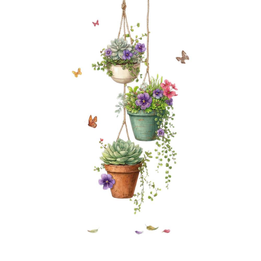 Potted Plant Wall Sticker Self Adhesive Removable Living Room Dining Room Background Decor