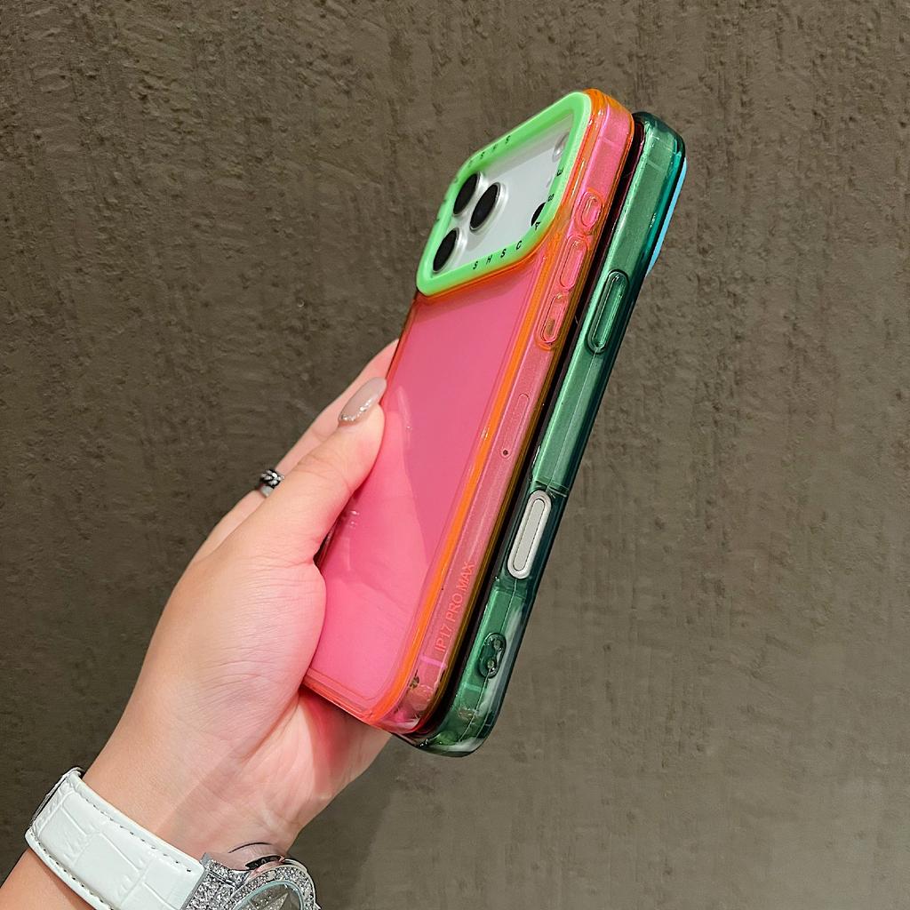 For iPhone 17 Pro Max Case Clear Contrasting Colors Shockproof TPU Phone Back Cover