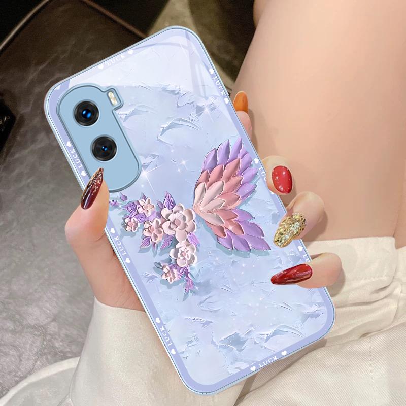 Flower Shaped Butterfly For Honor 200 90 8X 9X Pro Lite P50 P40 Nova 10 11i P60 Magic4 6 Mate 20 50 Tempered Glass Phone Case