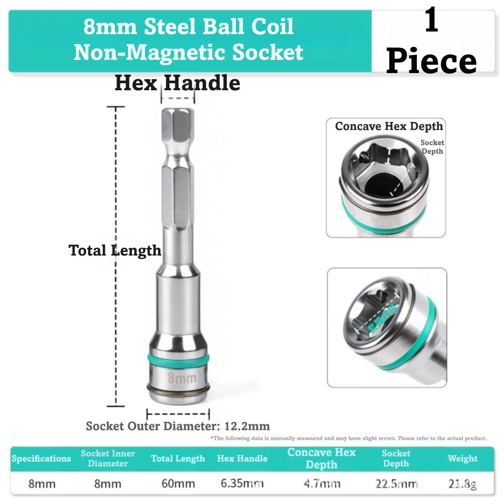 1/4 Inch Hex Shank Hex Socket Adapter 8mm 10mm Size Wrench Socket Driver For Self-Drilling Screws