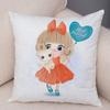 Cute Cartoon Girl and Cat Cushion Cover for Children Room Sofa Home Car Decor Lovely Child Pillow Case Plush Pillowcase 45x45cm