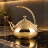 FoodGrade Stainless Metal Kettle Polished Steel Tea Glossy for Office, Entertaining
