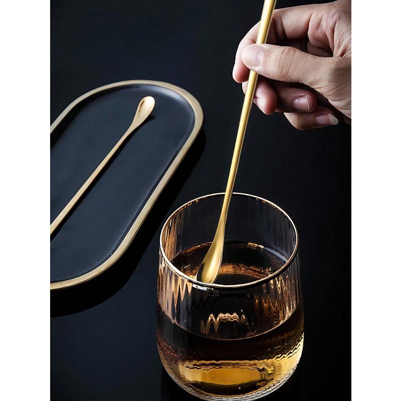 Stainless Steel Stirring Spoon Long Handle Coffee Spoon Dessert Spoon Creative Ice Spoon Honey Spoon Milk Tea Mixing Bar Spoon