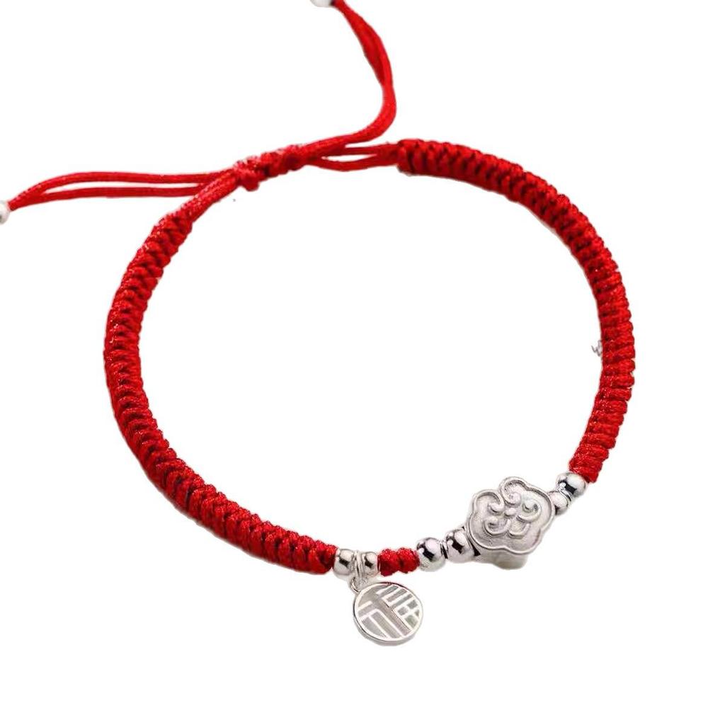 2025 Festival Gift: Pure Sterling Silver 999 Zodiac Red String Bracelet for Girls